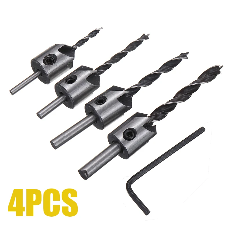 4/7set Countersink Drill Bit 3-6mm/3-10mm Bits Set Reamer Screw Hinge Hole Saw Woodworking Chamfer 1/4 Hex Shank | Инструменты