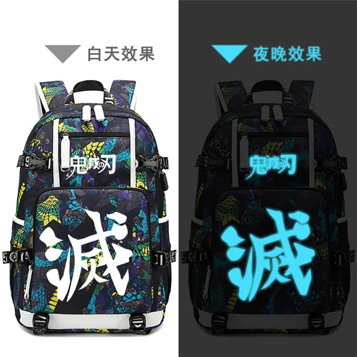 Demon Slayer: Kimetsu no Yaiba женский рюкзак аниме Bookbag нейлоновые школьные сумки большой дорожный рюкзак унисекс рюкзак для ноутбука - Цвет: 18