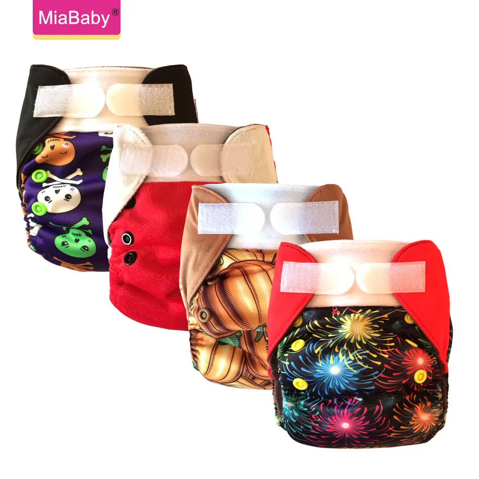 Miababy подгузник для новорожденных с угольным бамбуком AIO тканевый рождественским