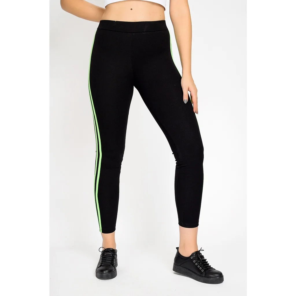 Yanlari Neon Seritli Leggings Black Gree