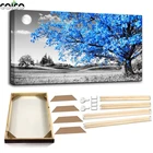 Лунное дерево, пейзаж, холст, живопись с рамкой, синяя стена, абстрактный постер, современный принт, домашний декор, картина для гостиной