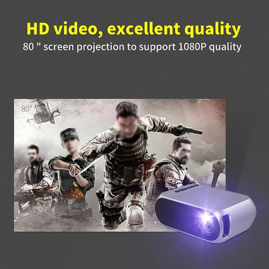 Мини проектор YG320 с аккумулятором ЖК дисплей USB HD 1080P для домашнего кинотеатра