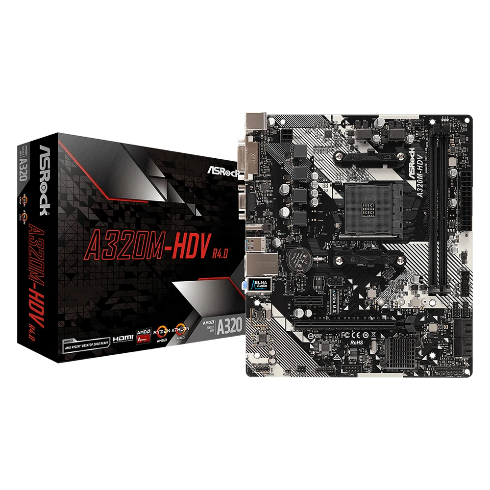 Материнская плата ASROCK A320M HDV R4.0 Micro ATX Socket AM4 DVI DDR4 A320|Материнские платы| |