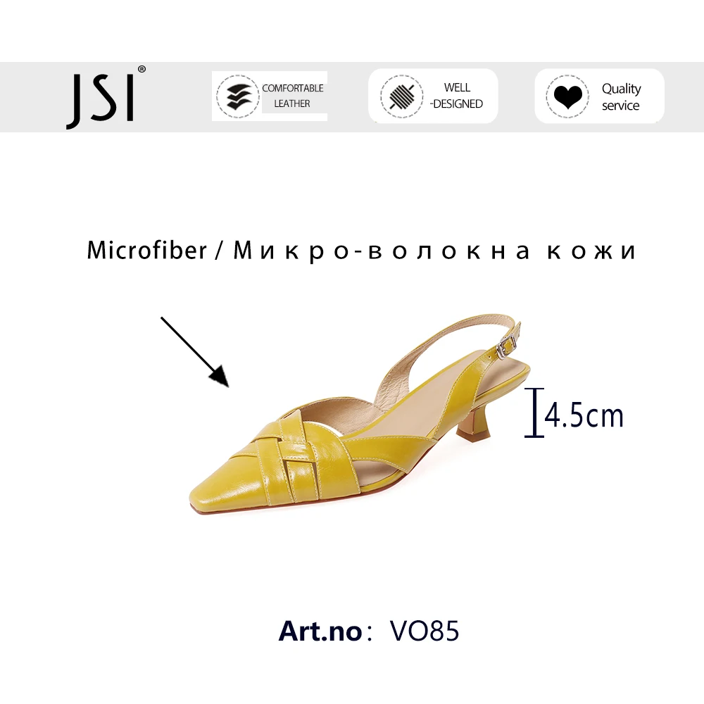 

JSI Fashion Solid Summer Sandals Women Shoes 2021 Thin Heels Concise Style Shallow Dress Pointed Toe Yellow Sandals New VO85