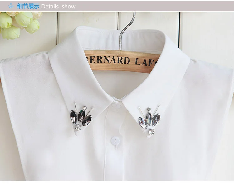 

Summer Women Shirt False Collar Detachable Fake Collar Shirt Lapel Blouse Top Tie Vintage Solid Female Decoration