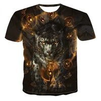2021 summer factory direct sales new 3d printing leisure fashion animal wolf print mens and womens color t shirt