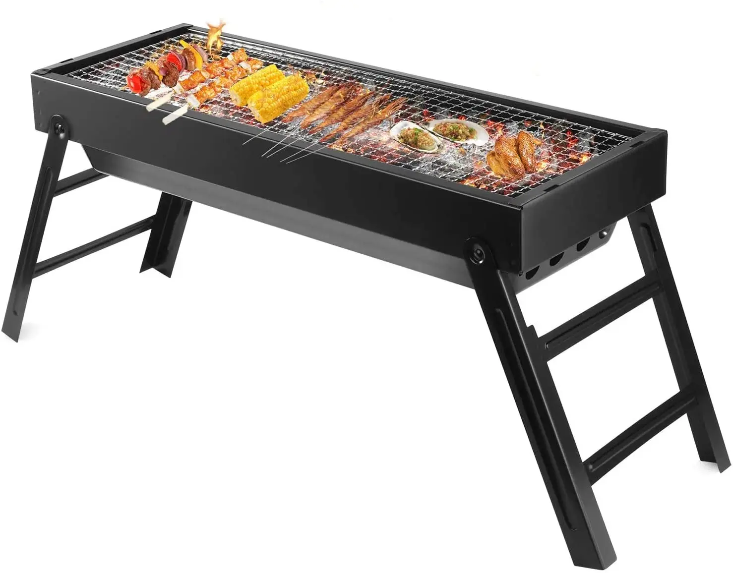 

Charcoal Grill Barbecue Portable BBQ - Stainless Steel Folding Grill Tabletop Outdoor Smoker BBQ for Picnic Garden Terrace Campi