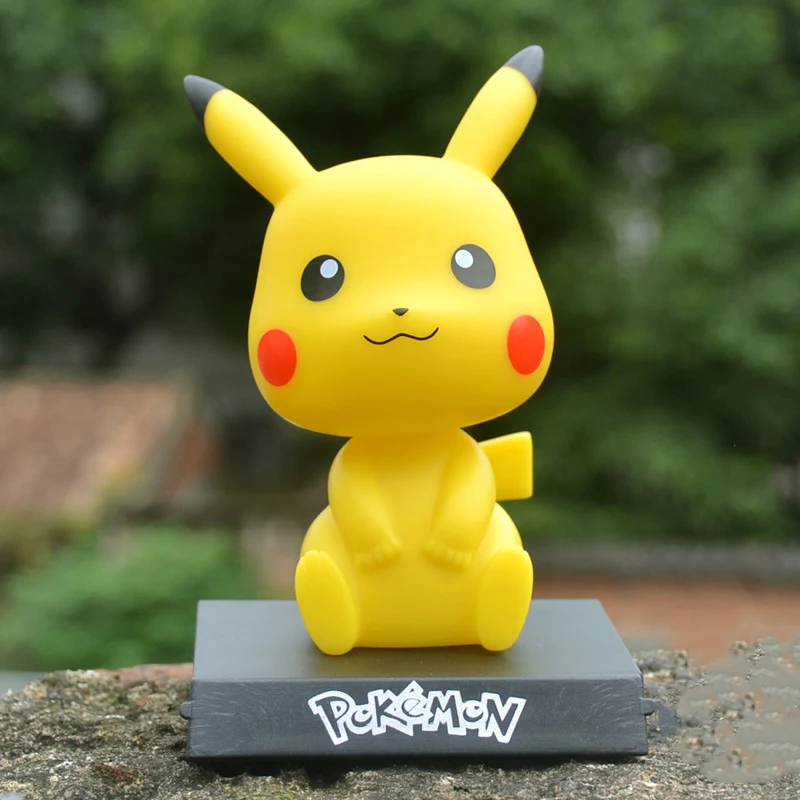 Алый Японский стиль, милые игрушки Lawaii Pikachu с подвижной головой, кукла, украшение автомобиля, аксессуары для украшения дома, Современная фея, миниатюрная Статуэтка - Цвет: Алый