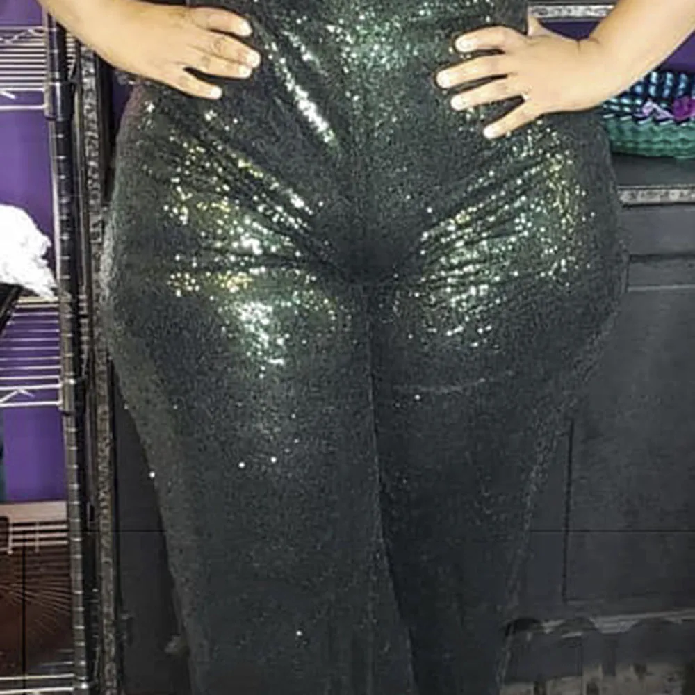 Сексуальный блестящий комбинезон с блестками Женский Осенний длинным рукавом и