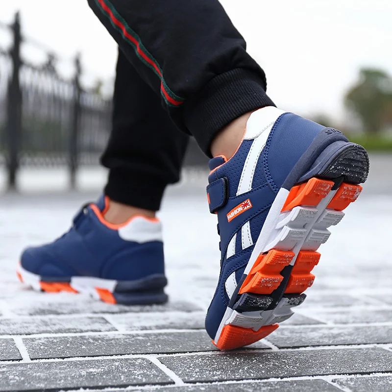 

2020 New Arrival Winter Leather Sports Running Shoes Children Cheap Warm Outdoor Sneakers for Boys Hook & Loop Child Sport Shoes