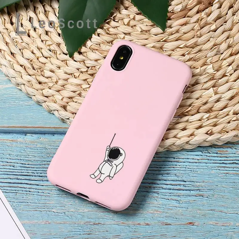 

Astronaut Star Space Cute Cartoon Phone Case Candy Color for iPhone 11 12 mini pro XS MAX 8 7 6 6S Plus X 5S SE 2020 XR