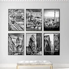 Настенные плакаты Амстердам с лондонским принтом, настенные художественные декорации черного и белого цветов для гостиной, Нью-Йорк, Стокгольм, Барселона