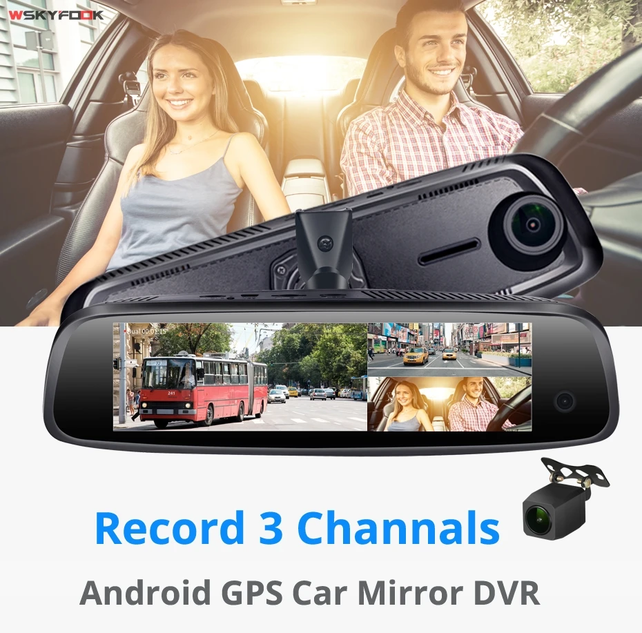 " ips Touch 4G ADAS gps навигация Android 5,1 Dashcam 3 канала Cam DVR камера с оперативной памятью 2 ГБ+ rom32гб зеркальный видеорегистратор