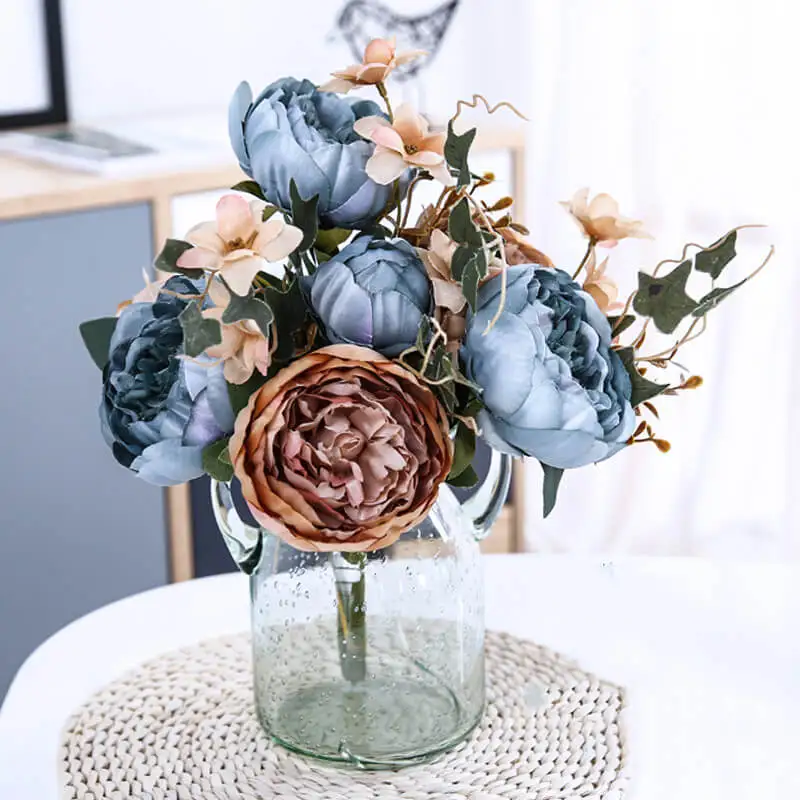 Искусственные цветы пиона с 11 головками букет осенних свадебных букетов