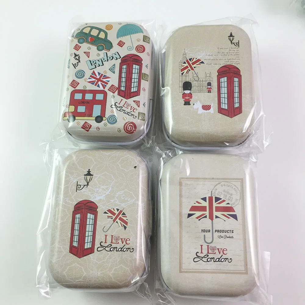 

32pcs/lot Mini Metal Tin Box Container Christmas Gift Candy Boxes UK London Building Print Iron Box tea Storage Organizer Box