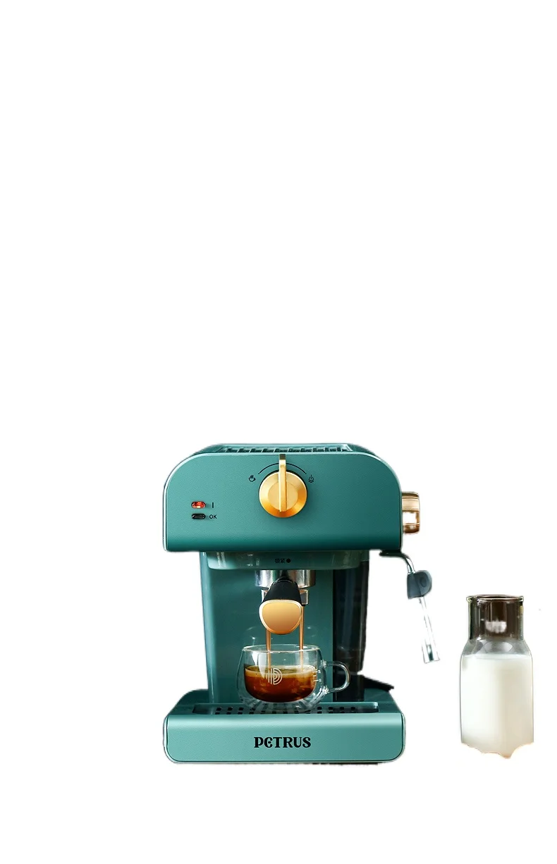 

zq Retro Coffee Machine Household Small Full & Semi Automatic Espresso Commercial Steam Frothed Milk