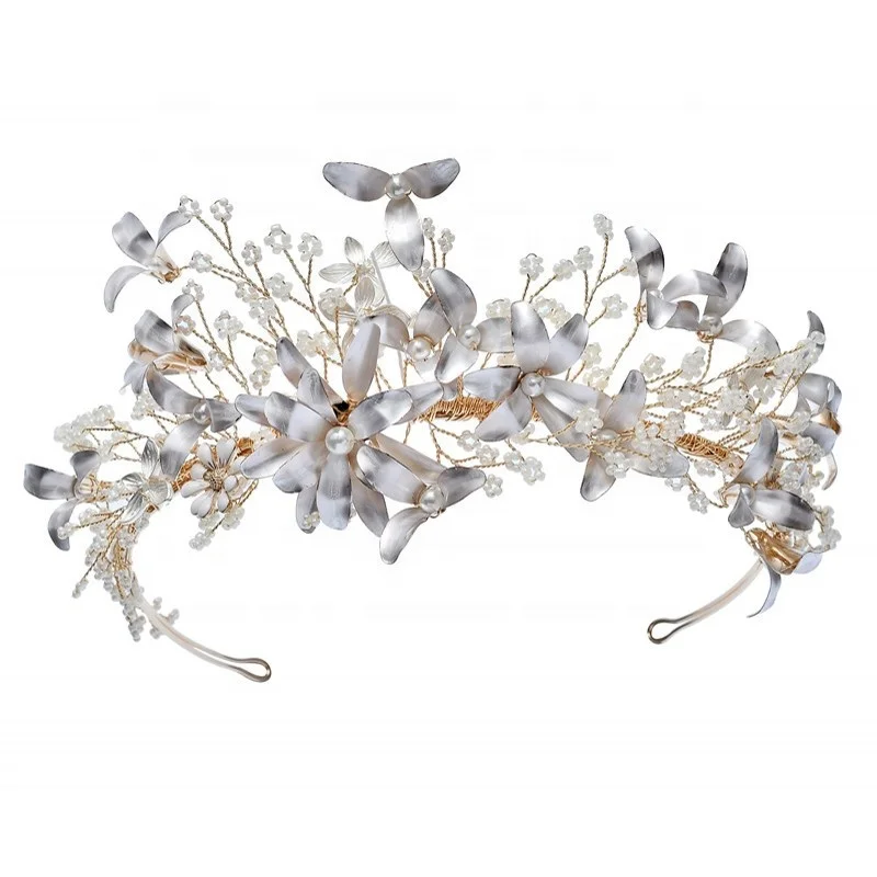 Оптовая продажа жемчужные бусины NPASON Цветочная повязка для волос Тиары ручной