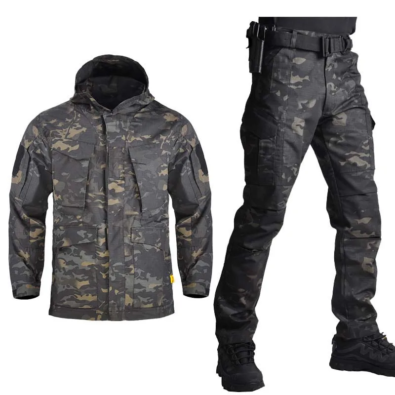M65 Army Jacket Set with Pants Tactical Male Suit Clothing Military Camouflage Camping Jackets Suits Windproof Hunting Clothes