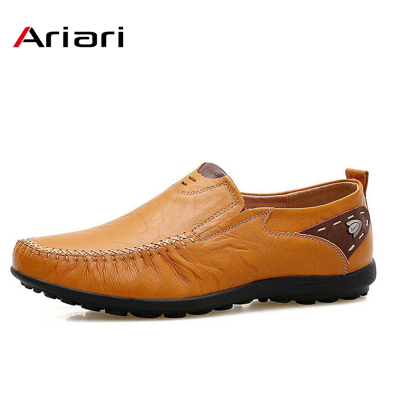 Airair/мужские лоферы из мягкой кожи, новые повседневные мужские туфли-мокасины ручной работы, удобные кожаные туфли на плоской подошве Большие размеры 39-47