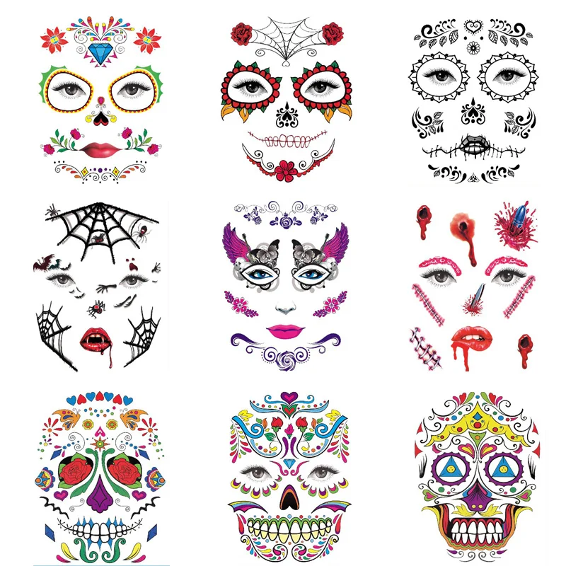 Наклейка в виде маски для Хэллоуина забавная Временная косметика лица