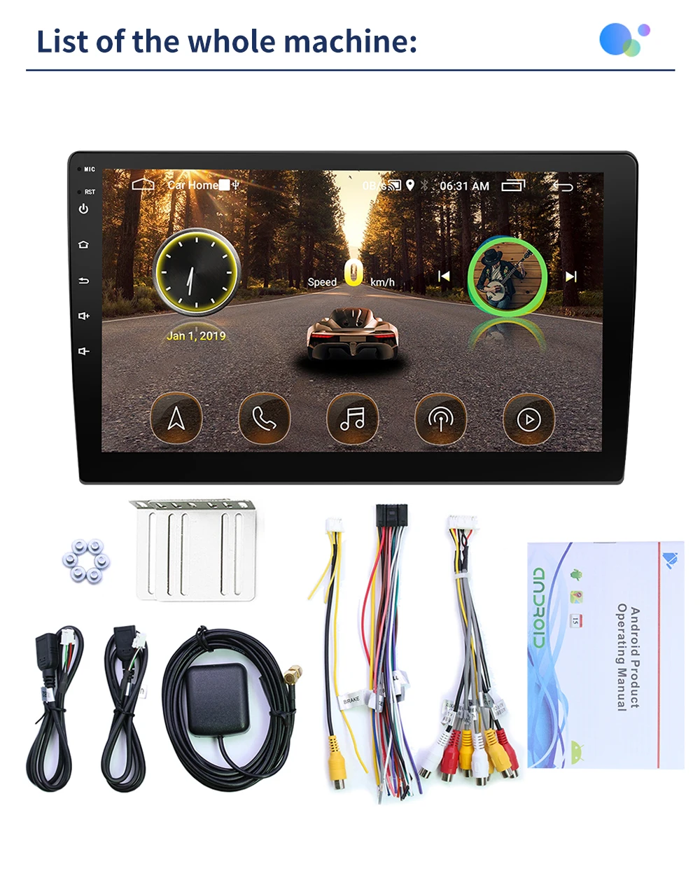 Car Radio Autoradio 10" Android 8.1 Wifi Car Stereo Radio Coche GPS Radio Carro Bluetooth Mirrorlink Samochodowe Reversing Cam