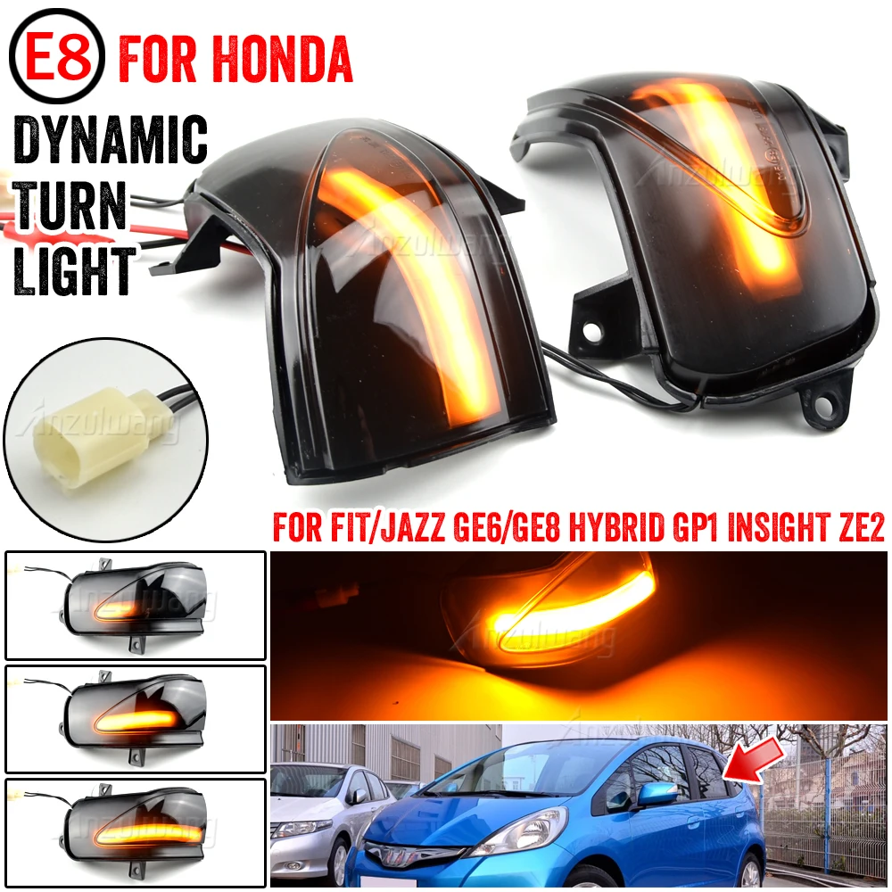 

1Pair Lens Dynamic Side Mirror Turn Signals for Honda Fit Jazz 2009-2013 LED Sequential Door Mirror Indicator Blinker Lights