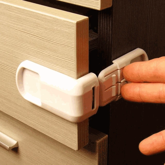 

Baby Safety Wardrobe 90-Degree Lock Multi-function Double Button Furniture Lock Baby Safety Wardrobe Lock Safety Lock 1pc