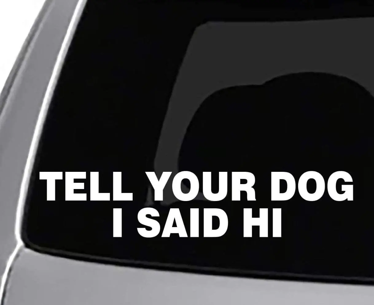

Tell Your Dog I Said Hi Vinyl Sticker Funny Decal Cars Trucks Walls Windows Laptops White Black Novelty JDM Refit Creative Decor