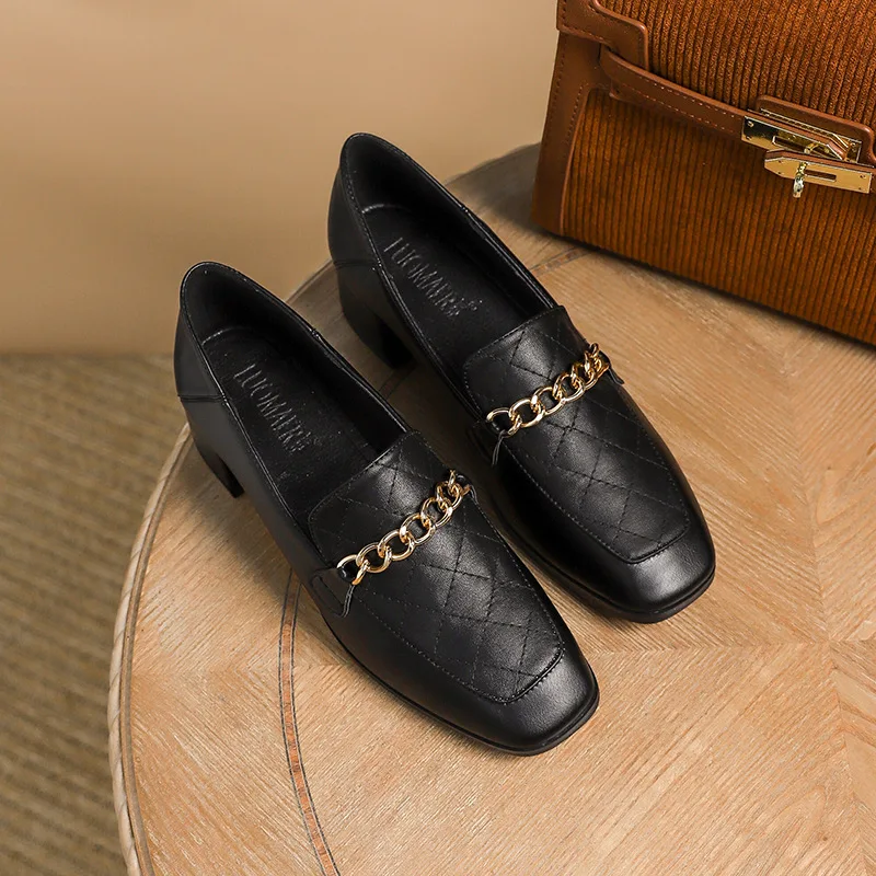 

Shoes On Heels Square Toe British Style Women's Moccasins Casual Female Sneakers Soft Flats Oxfords Summer Preppy New Dress