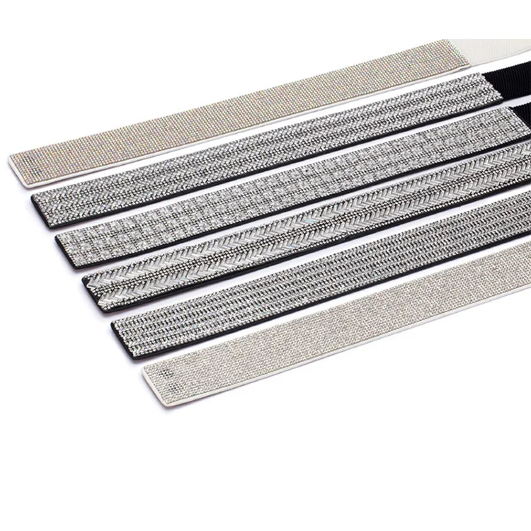 

Women's Elastic Belt Rhinestone Ornament Dress Match with Coat Waist Seal Elastic Pant Belt