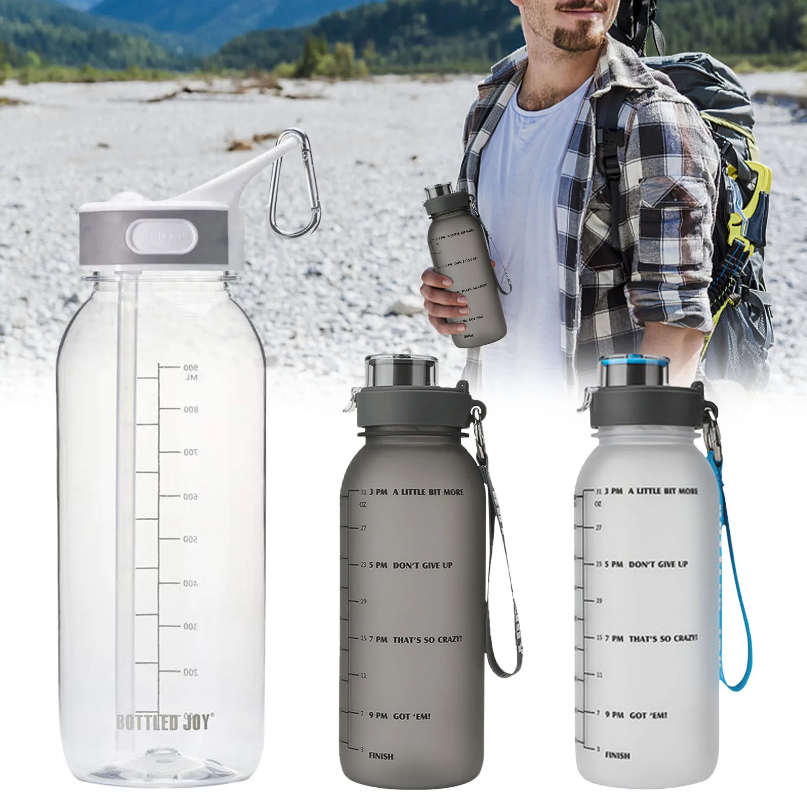 

Sports Water Bottle 1000ML Protein Shaker Outdoor Travel Portable Leakproof Drinkware Plastic My Drink Bottle Non-Toxic Bottles