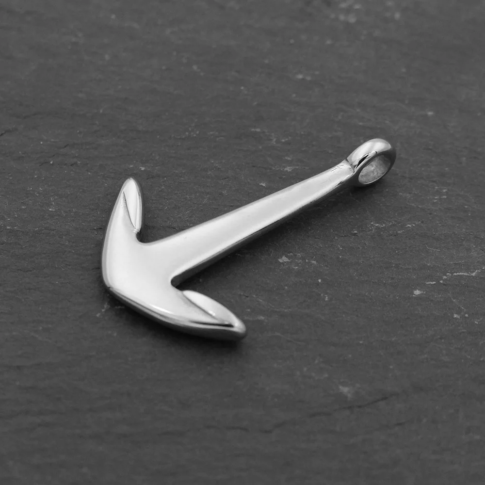Silver 4 мм отверстие 316L Нержавеющая Сталь Серебряный тон якорь кулон подходит DIY кожаный браслет шармы-соединители и изготовление ювелирных ожерелий - Цвет: Silver