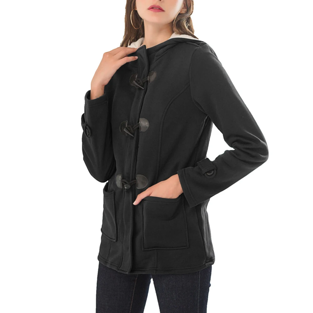 Модное женское пальто с капюшоном пряжкой спереди размера плюс Женская