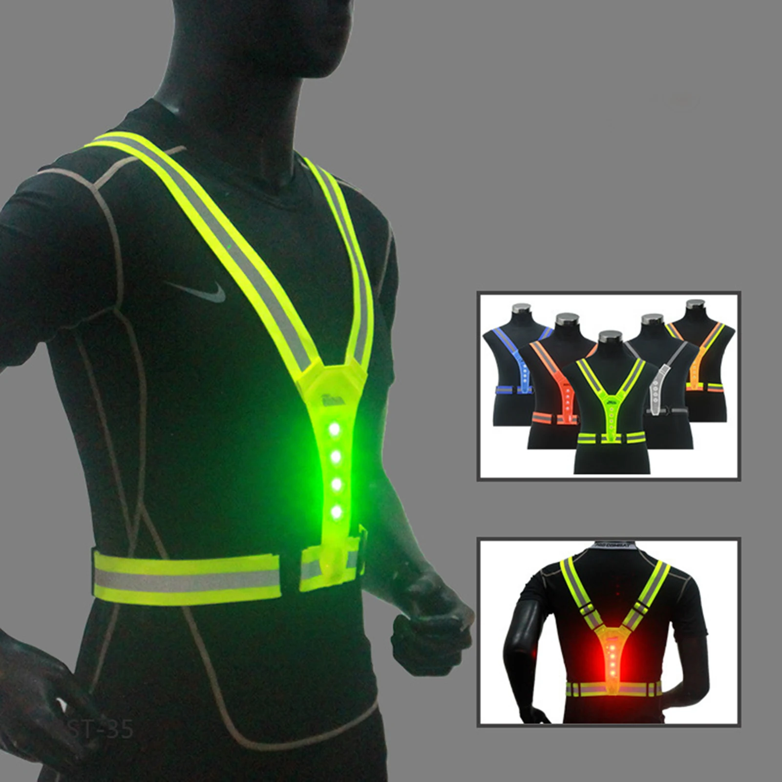 

Reflective Fluorescent Running Harness Men Women Safe Vest for Sport Outdoor Night BHD2