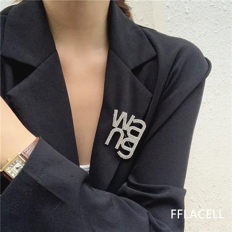 2020 модная короткая брошь с бриллиантами Роскошные буквы | Украшения и аксессуары