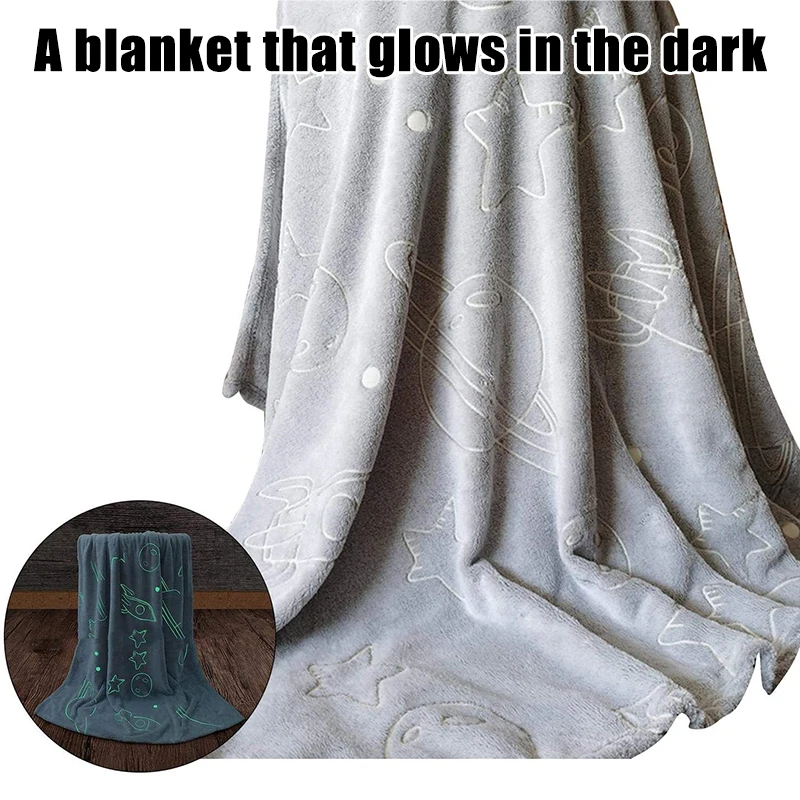 

Glow In The Dark Blanket Space Luminous Blanket For Kids Adults Super Soft Plush Throw Blanket Soft Flannel Decoration