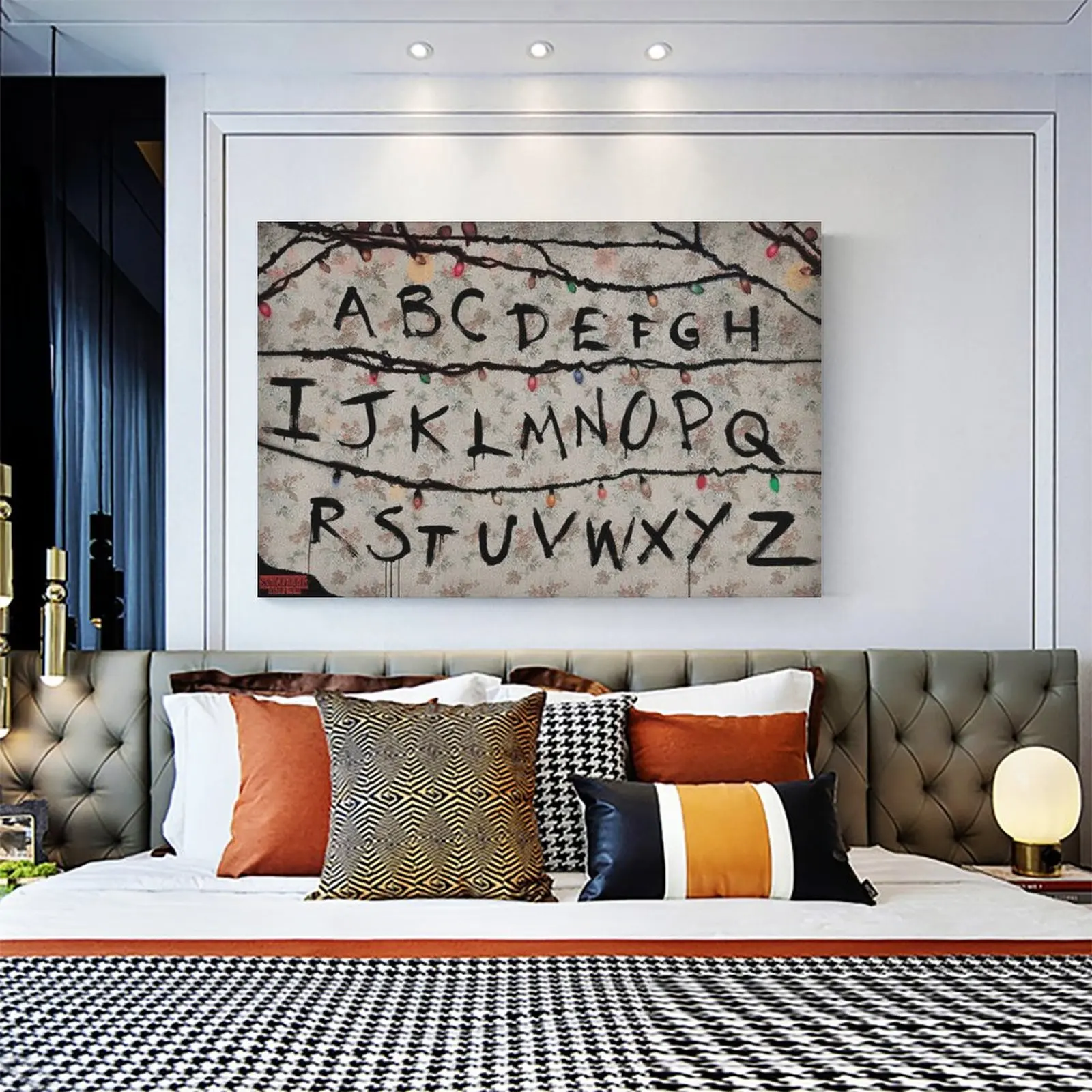 

Блестящая черная рамка (R U, N), странные дела, искусство стен на холсте для гостиной, постеры, картина для спальни