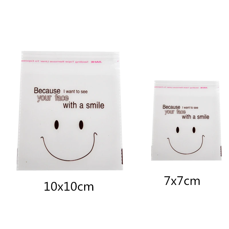 Пластиковый прозрачный целлофановый пакет для леденцов smile упаковочный выпечки 3
