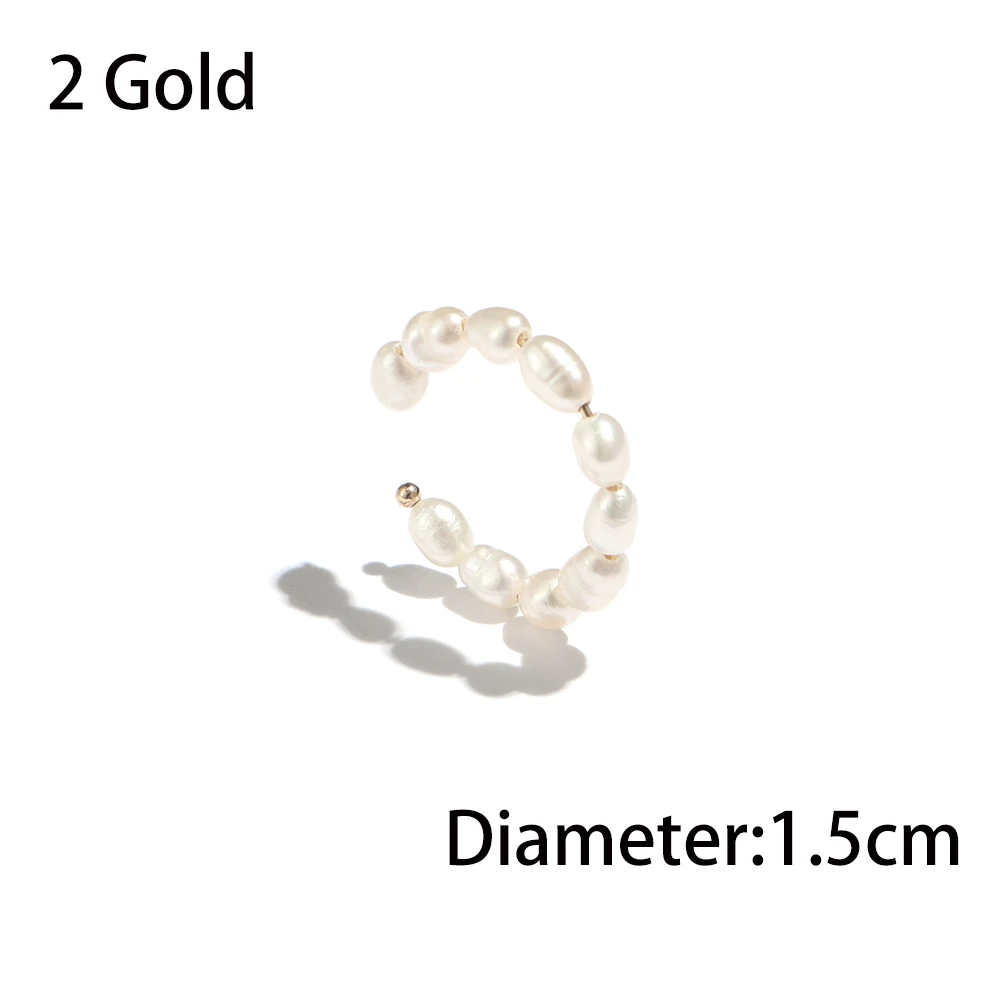 1PC 2 Gold Хит богемные одиночные серьги-кольца цветок круглые маленькие серьги-клипсы имитация жемчуга Стразы манжеты модные ювелирные изделия - Окраска металла: 1PC 2 Gold