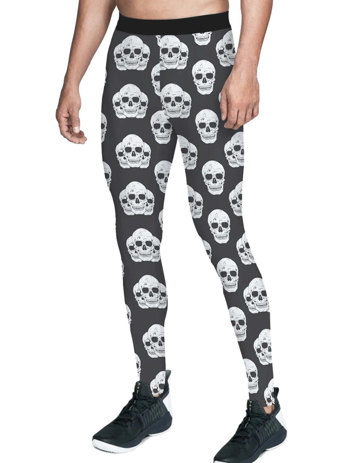 Мужские брюки с черепом влагоотводящие скрытый карман полная длина девять