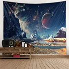 Гобелен в виде Луны, горы, галактики, звездного неба, подвесные гобелены, психоделический ковер, настенный потолок, гобелены, ландшафт, домашний декор