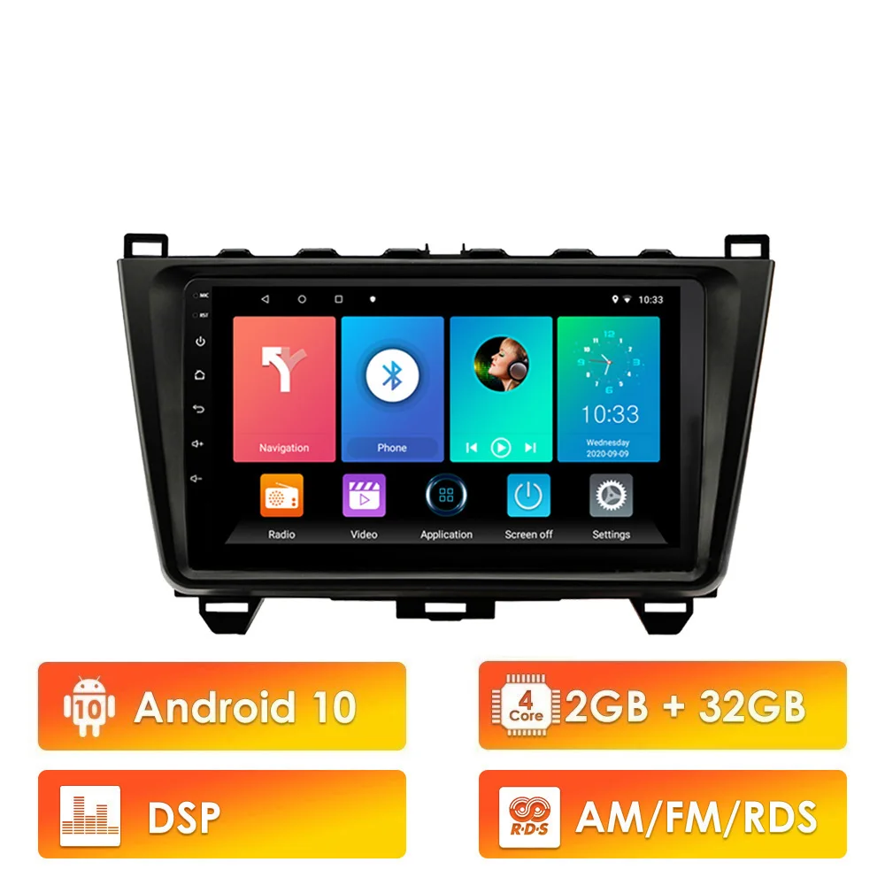 

For Mazda 6 2007-2012 2 din Adroid RDS DSP Car Radio Stereo WIFI GPS Navigation Multimedia Player Head Unit With Frame