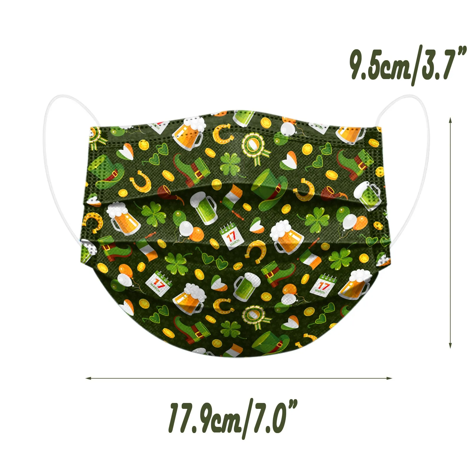 

Green Clover Face Mask Disposable 100 Pcs Adult Mascarillas St. Patrick' Day Filters Mask Women 3 Ply Masque Masques Mouth Caps