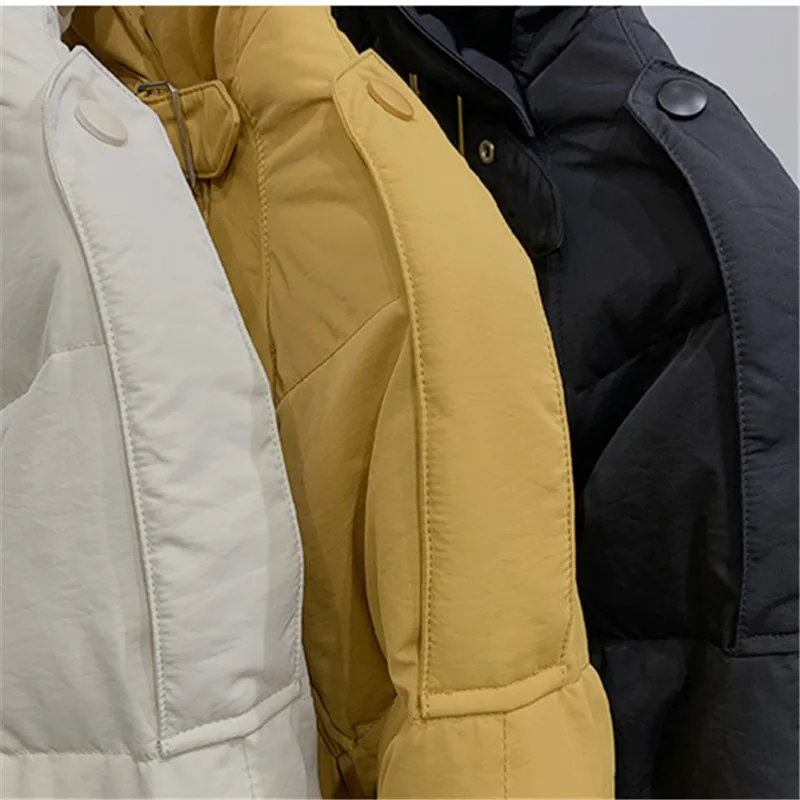 Женский однобортный пуховик на белом утином пуху Повседневная Толстая теплая длинная куртка свободного