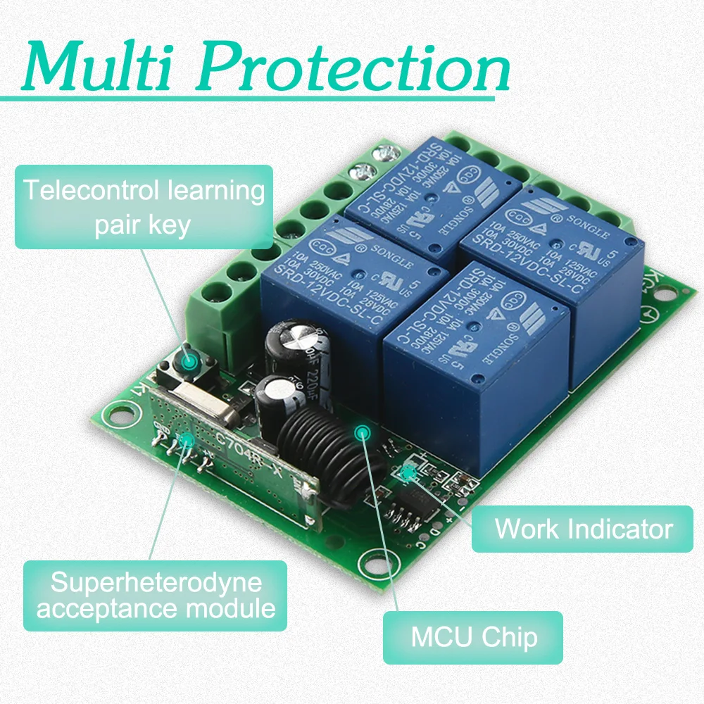 KTNNKG DC12V4Gang беспроводной пульт дистанционного управления Умный домашний