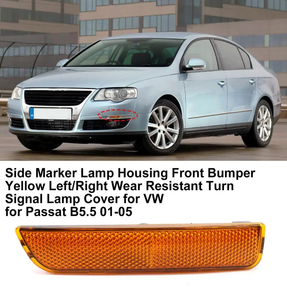 

Side Marker Lamp Housing Front Bumper Yellow Left/Right Wear Resistant Turn Signal Lamp Cover 3B0945071 3B0945072 for B5.5 01-05