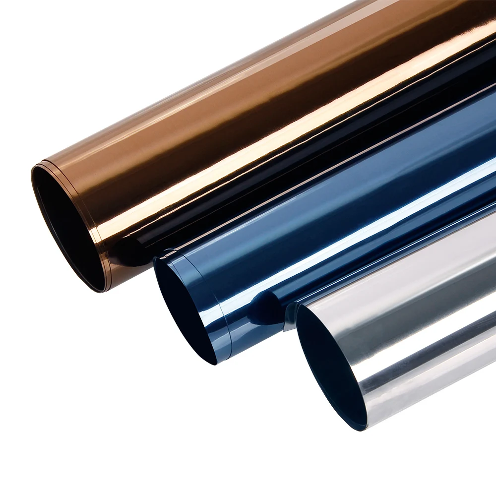 Статическая Тонировочная пленка Sunice серебристого и синего цветов для окон