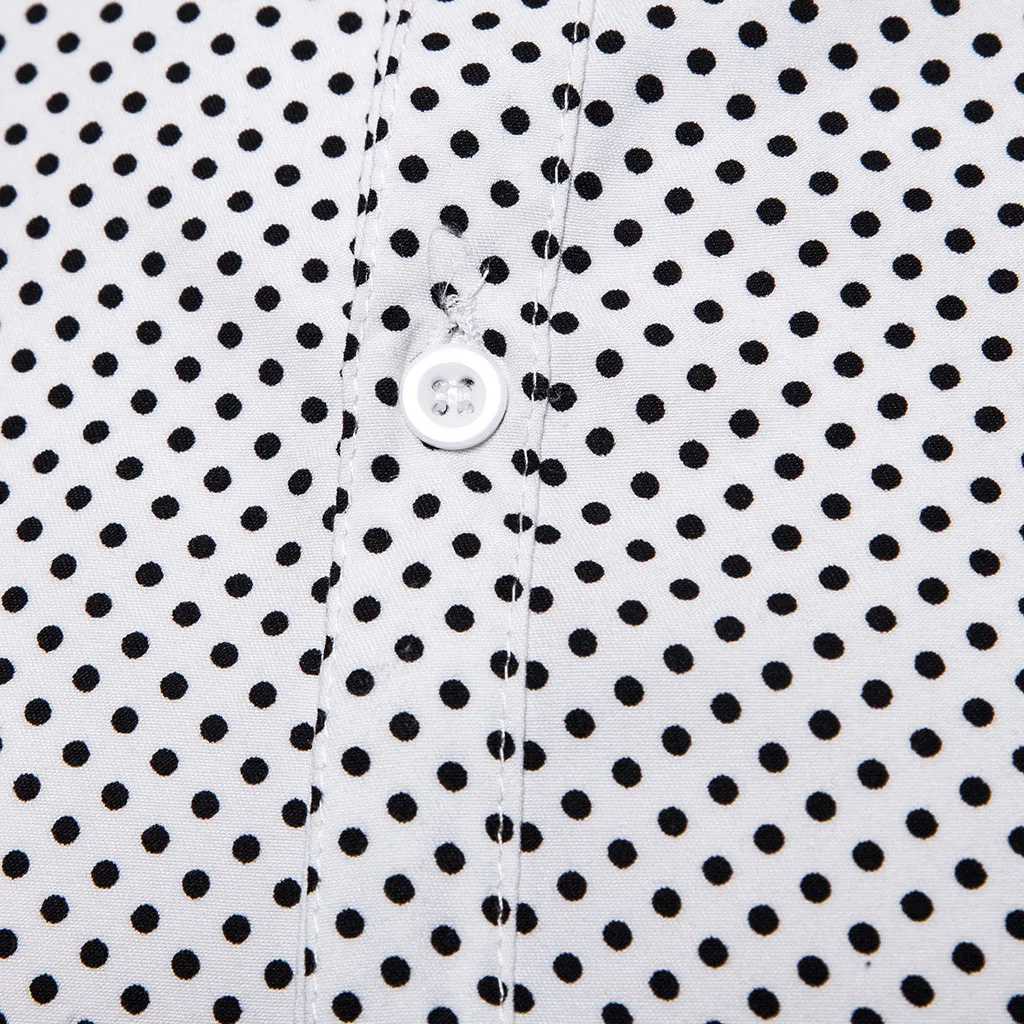 Мужская приталенная рубашка в горошек CYSINCOS повседневная с длинным рукавом