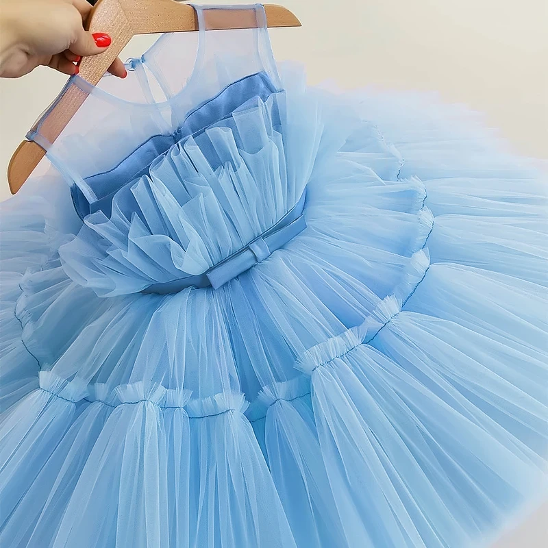 

Princess Kids Dress For Girl Lace Bow Flower Dress For Kid TuTu Dress Bridesmaids Children Vestidos Birthday Wedding Party Dress