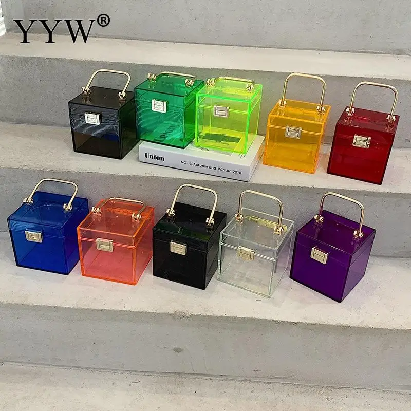 

Fashion Acrylic Hand Bags Box Wedding Party Dress Purse Womens Hand Bags New Arrival 2021 Retro Casual Women Totes Handle Bag